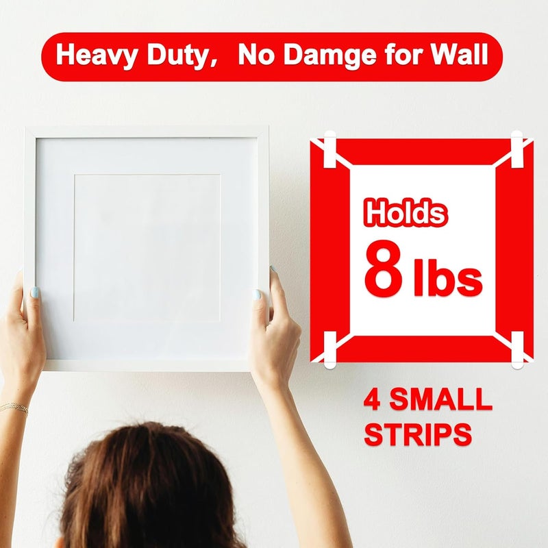 Sinfuo 48 Small Hanging Strips Refill, No Damage Adhesive Strips for Wall Hooks, Removable Picture Hanging Strips，Wall Sticky Double Sided Tape Heavy Duty Variety Pack - Image 3